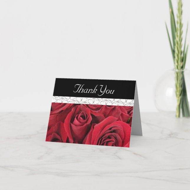 Roses rouges et carte de remerciements de coeurs (Devant)