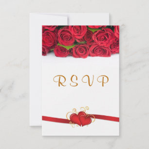 Roses rouges et coeurs Mariage RSVP Invitation