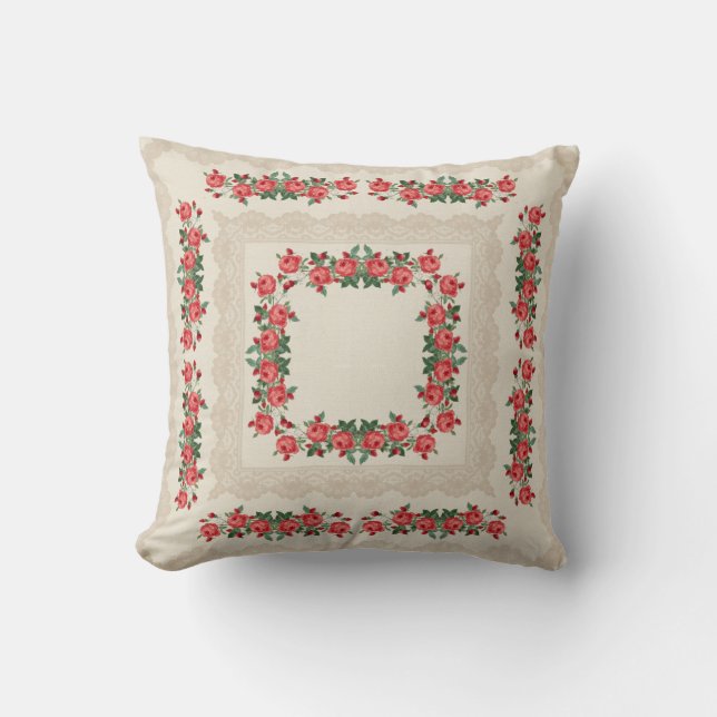 Roses rouges et coussin à fleur de dentelle (Recto)
