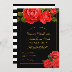 Roses rouges et faire-part de mariage formel de