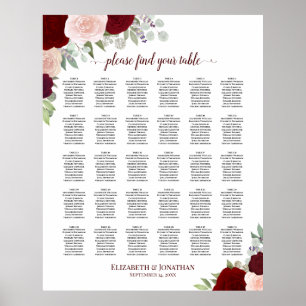 Roses rouges et roses 30 Tableau Mariage