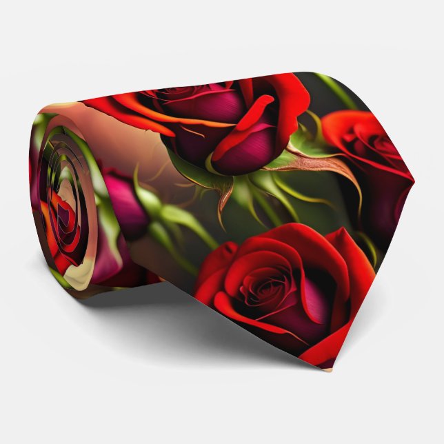 Roses rouges étonnantes cravate officielle (Roulé)