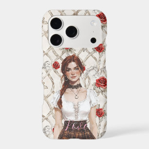 Roses Rouges Fleur d'Amour Fille aux Cheveux Rouge