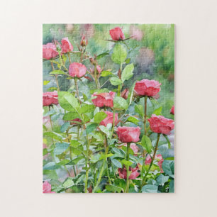 Roses Rouges Fleurs Jardin Floral Art Puzzle