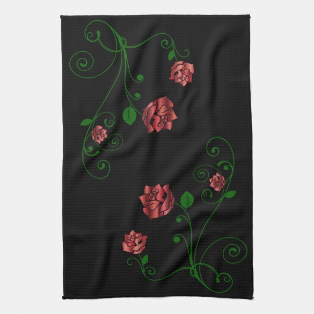 Roses rouges Fleurs serviettes de cuisine (Vertical)