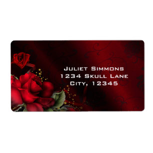Roses rouges Gothique noir Étiquettes de adresse