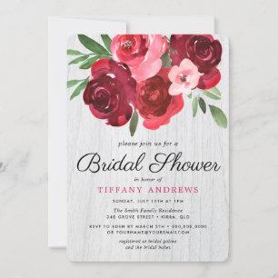 Roses rouges romantiques Rustique Invitation Fête