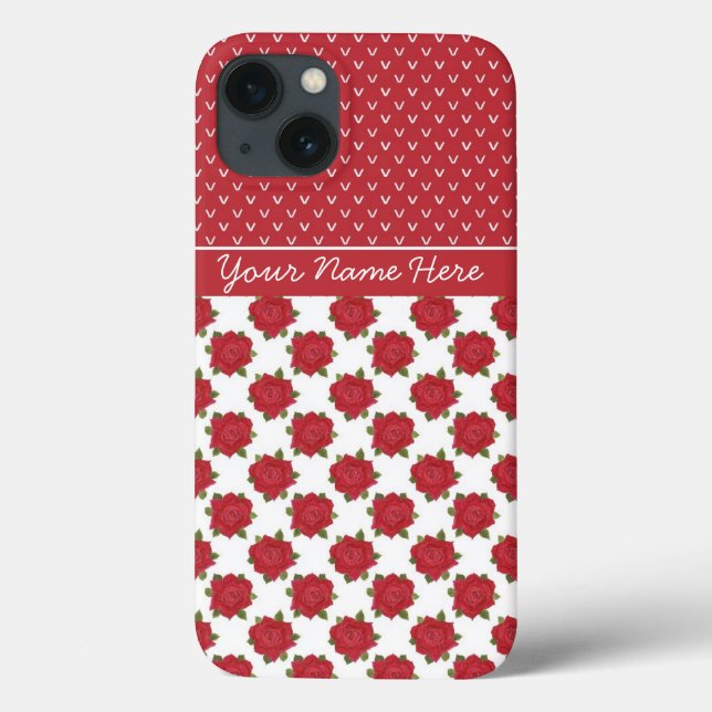 Roses rouges sur blanc personnalisé iPhone 6 Coque (Verso)