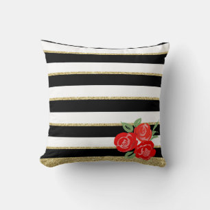 Roses rouges sur le coussin noir, blanc, Blancs d'