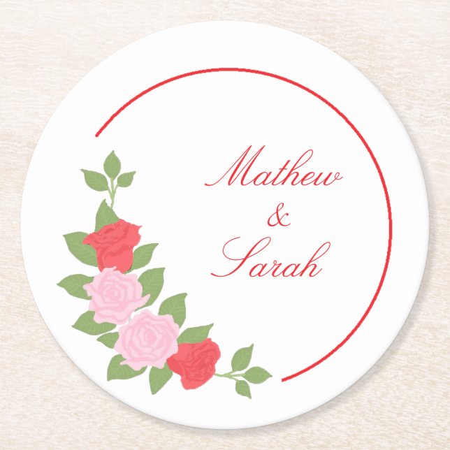 Roses Round Paper Coaster (Front)