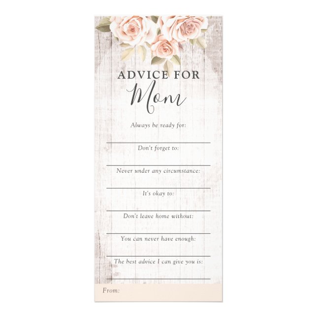Roses rustiques Shabby Baby shower Conseils Carte  (Devant)