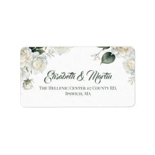 Roses Sage Floral Wedding Label