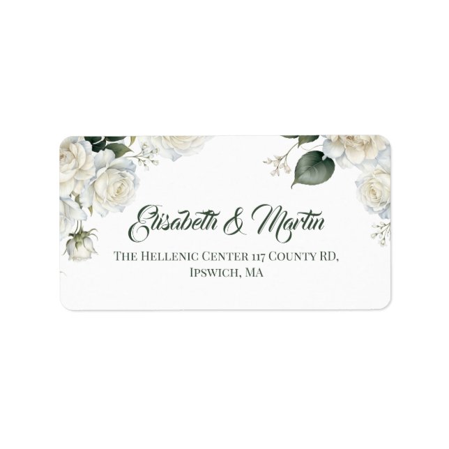 Roses Sage Floral Wedding  Label (Front)