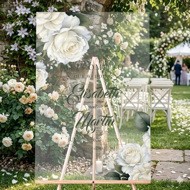 Roses Sage Floral Wedding Sign (Creator Uploaded)