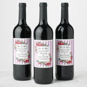 Roses sauvages et Lavande numérique Étiquette de v