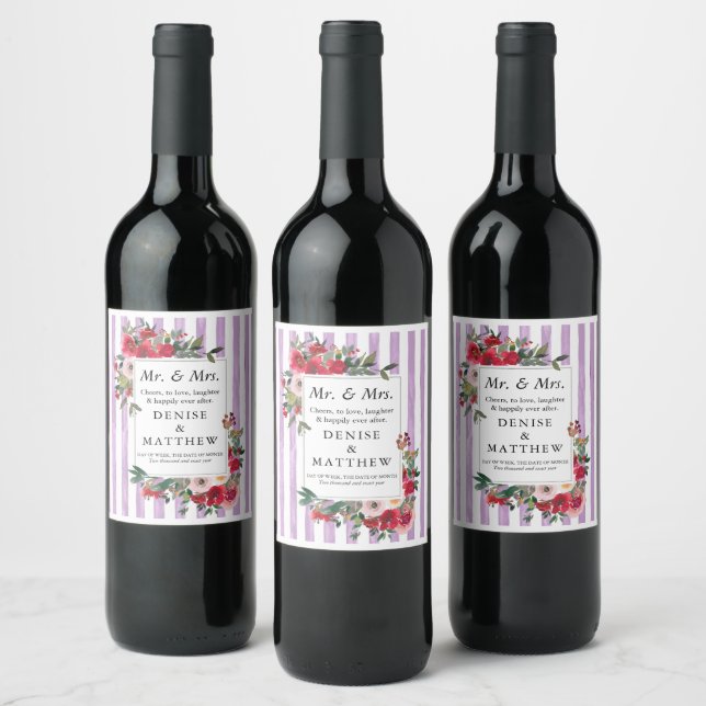 Roses sauvages et Lavande numérique Étiquette de v (Bouteilles)