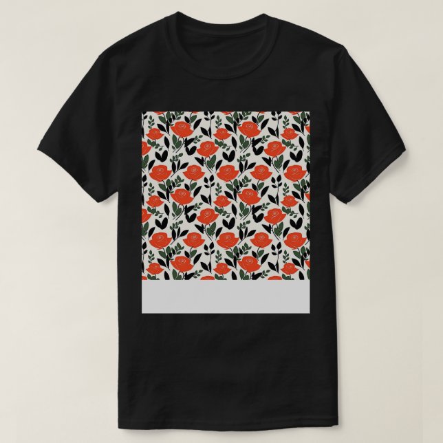 Roses Seamless Pattern Pretty Floral Flower Bud Th T-Shirt (Design Front)