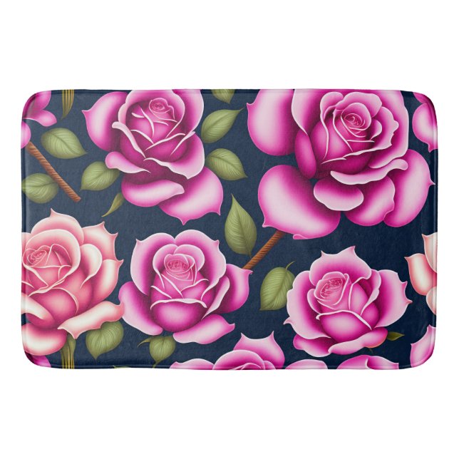 Roses Seamless Pattern Valentines Day Bath Mat (Front)