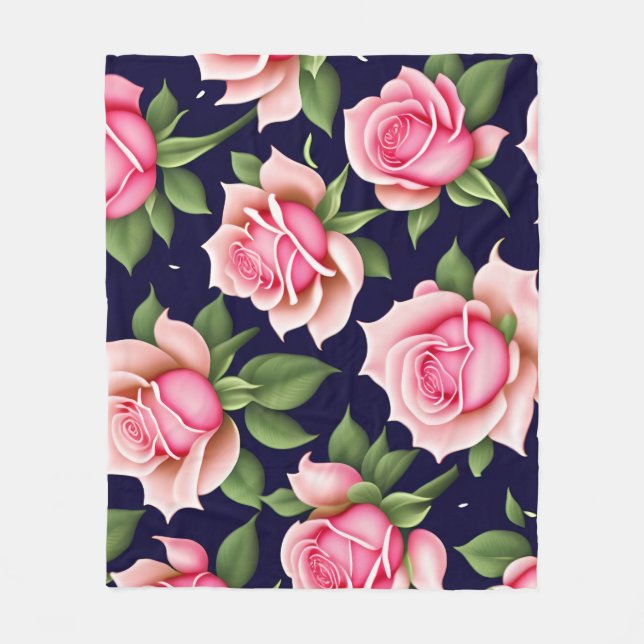 Roses Seamless Pattern Valentines Day Fleece Blank (Front)