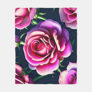 Roses Seamless Pattern Valentines Day Fleece Blank Blanket