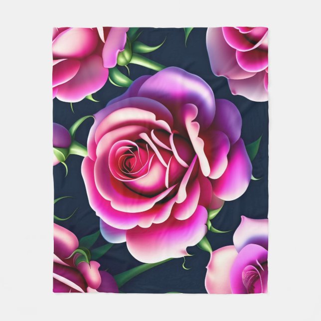 Roses Seamless Pattern Valentines Day Fleece Blank Blanket (Front)