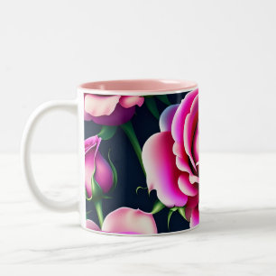 Roses Seamless Pattern Valentines Day Two-Tone Cof Coffee Mug