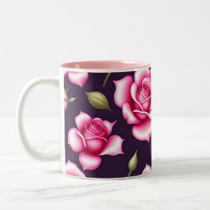 Roses Seamless Pattern Valentines Day Two-Tone Cof Two-Tone Coffee Mug