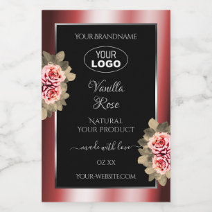 Roses Shimmering Red Black Product Labels Logo