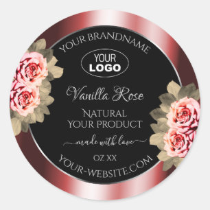 Roses Shimmering Red Black Product Labels Logo