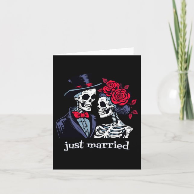 Roses Skeleton Bride And Groom Skeleton Halloween  Card (Front)