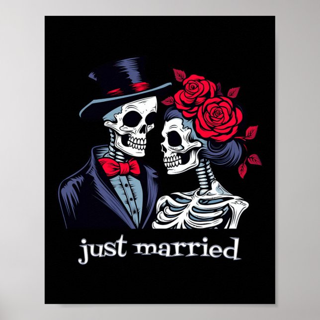 Roses Skeleton Bride And Groom Skeleton Halloween  Poster (Front)