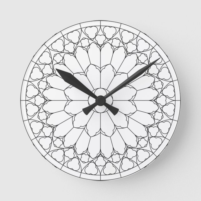 Roses Stained Glass Round Clock (Front)