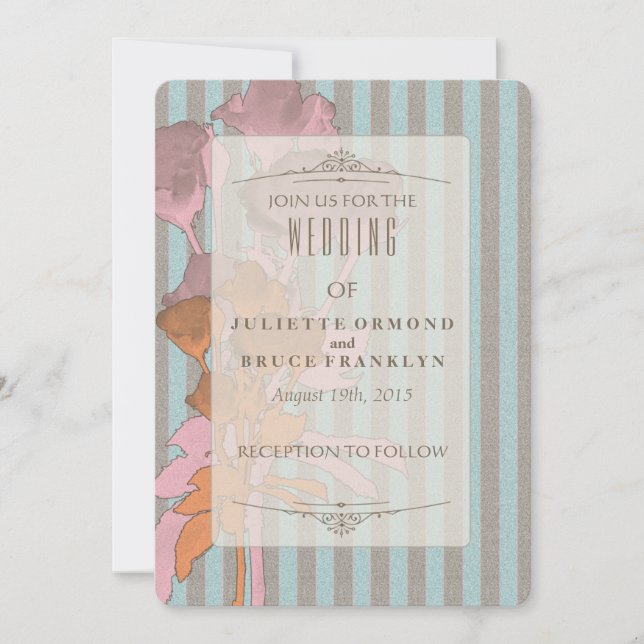 Roses sur lin - Carte Faire-part de mariage (Devant)