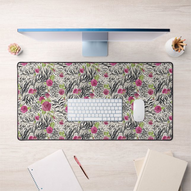 Roses sur Motif animal (Bureau 1)