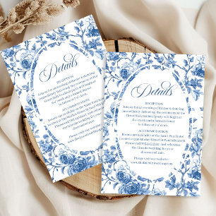 Roses Toile de Jouy Bleu Nuit Suite de Cartes aux