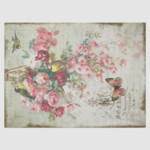 Roses Traînantes Pink Roses & Birds Decoupage Tissue Paper