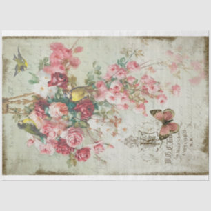 Roses Traînantes Pink Roses & Birds Decoupage Tissue Paper