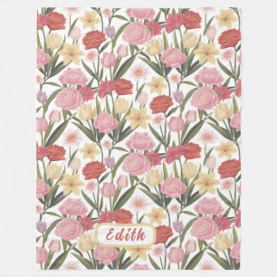 Roses, Tulips and Lilies Fleece Blanket