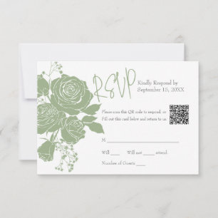 Roses verts Sage avec code QR Carte de réponse
