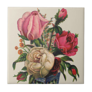 Roses Victorian flower floral rose bouquet Tile
