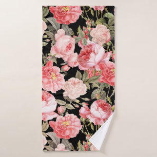Roses victoriens roses sur le motif noir