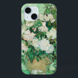 Roses | Vincent Van Gogh iPhone 15 Case<br><div class="desc">Roses (1890) by Dutch post-impressionist artist Vincent Van Gogh. Original work is an oil on canvas painting depicting a still life of white roses against a light green background. 

Use the design tools to add custom text or personalize the image.</div>