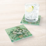 Roses | Vincent van Gogh Glass Coaster<br><div class="desc">Roses (1890) by Dutch post-impressionist artist Vincent Van Gogh. Original work is an oil on canvas painting depicting a still life of white roses against a light green background. 

Use the design tools to add custom text or personalize the image.</div>
