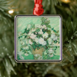 Roses | Vincent Van Gogh Metal Ornament<br><div class="desc">Roses (1890) by Dutch post-impressionist artist Vincent Van Gogh. Original work is an oil on canvas painting depicting a still life of white roses against a light green background. 

Use the design tools to add custom text or personalize the image.</div>