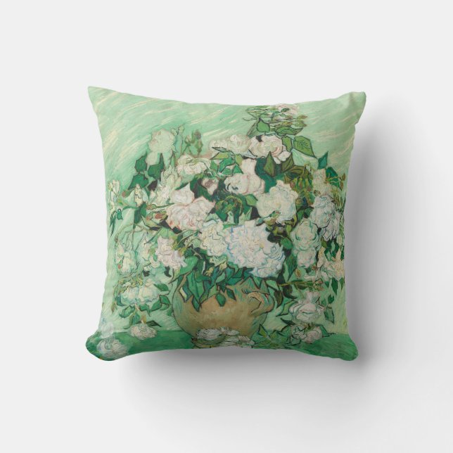 Roses - Vincent van Gogh Throw Pillow (Front)