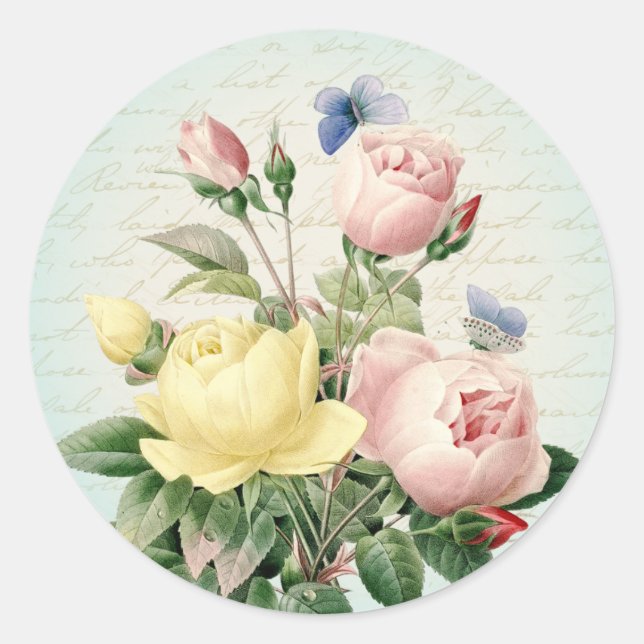 Roses vintage floral girly and feminine sticker (Front)