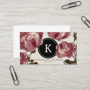 Roses vintages avec Carte de visite Monogramme noi