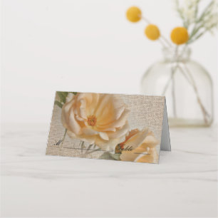Roses vintages & Burlap - Cartes de Place Mariages