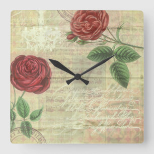 Roses vintages et horloge murale de musique