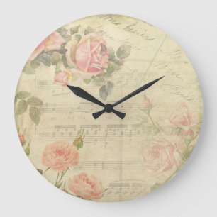 Roses vintages et horloge murale de musique